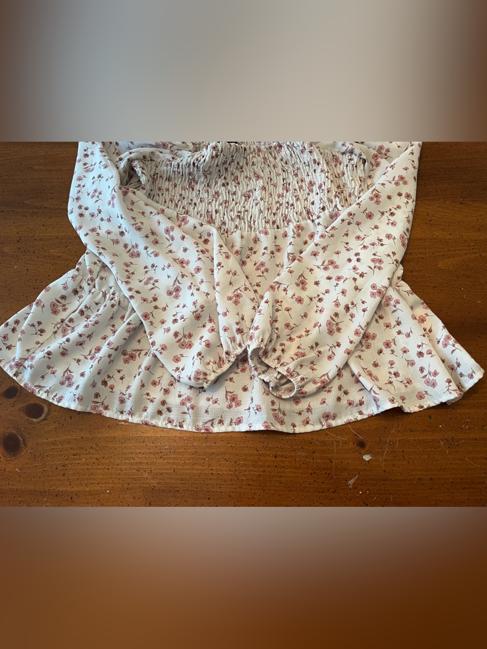 Paper Crane Smocked Off-Shoulder Pink Floral Top - Size S - Picture 4 of 7